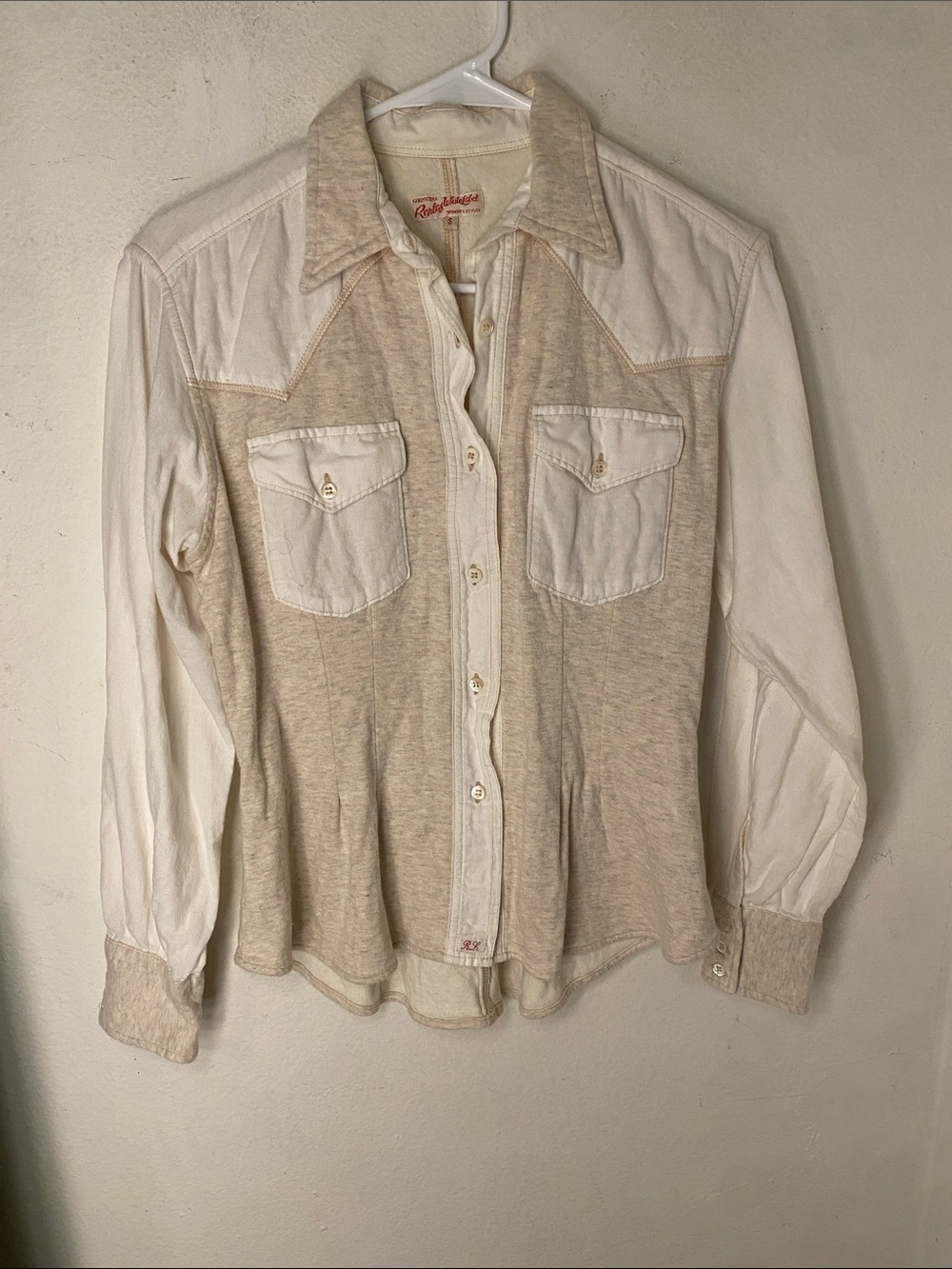 Made in Italy  Two-Tone Cream & White Western Button-Up Shirt